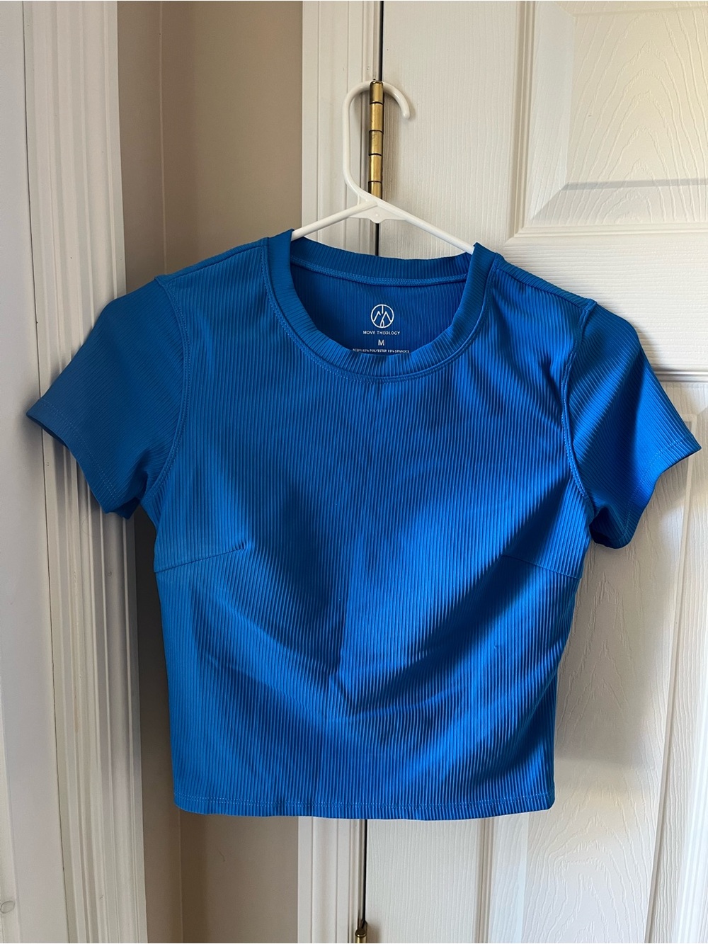 Everyday Ribbed Crop Tee in Ocean Blue
